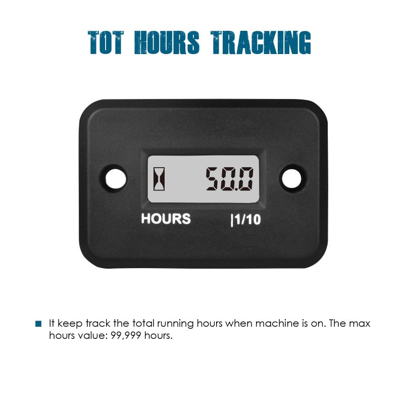 Runleader Digital LCD Maintenance Hour Meter for Small Engine,Waterproof Design,Applicable to Gas Engine Powered Lawn Mower Generator Compressor Motorcycle ATV Outboard Motor Chainsaw etc. - Image 2